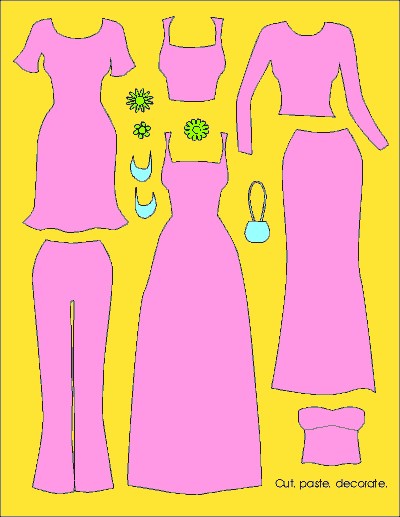 Paper Doll Clothing on Collage Paper Doll
