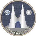 The White Towers, the earth, and the moon, are depicted on the logo for the Tranquility moonbase.